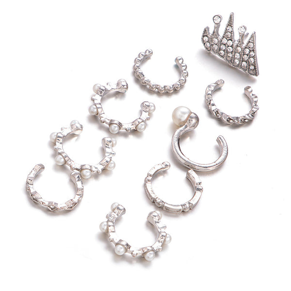 Pearly Cuff Earrings Set