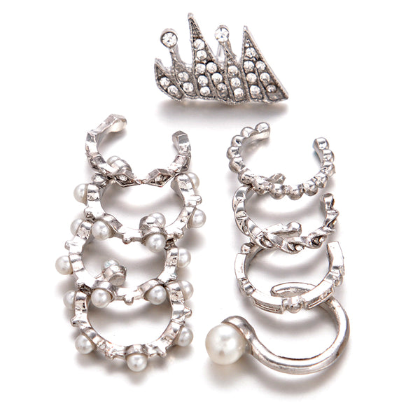 Pearly Cuff Earrings Set