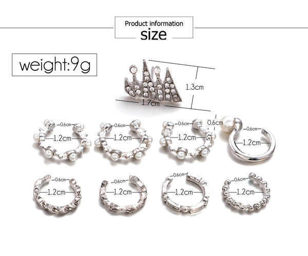 Pearly Cuff Earrings Set