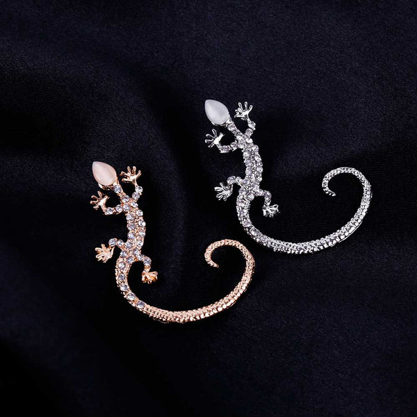 Lizard Rhinestone Cuff Earrings