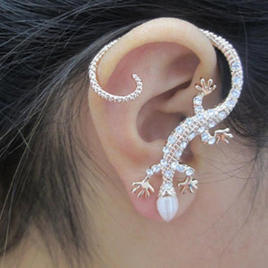 Lizard Rhinestone Cuff Earrings