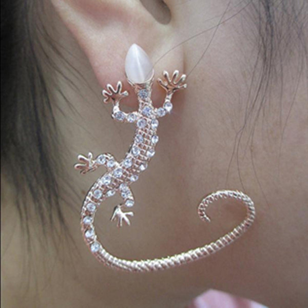 Lizard Rhinestone Cuff Earrings