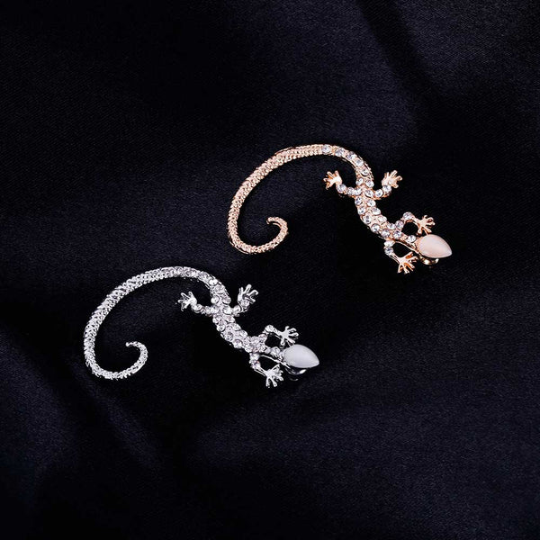 Lizard Rhinestone Cuff Earrings
