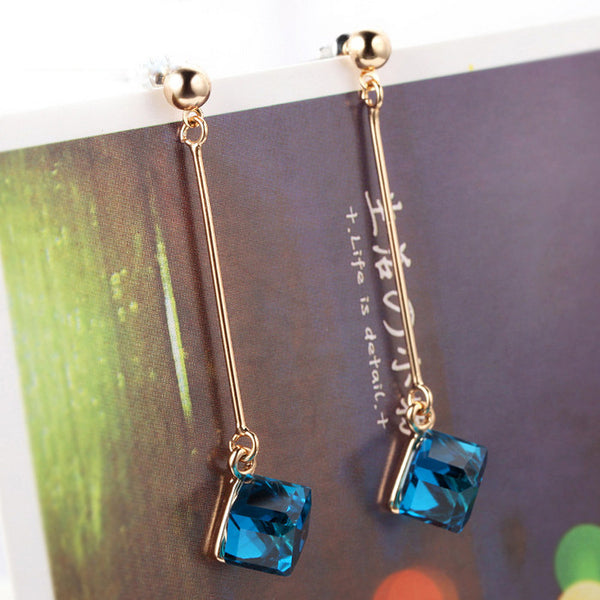 Long Drop Stone Earrings