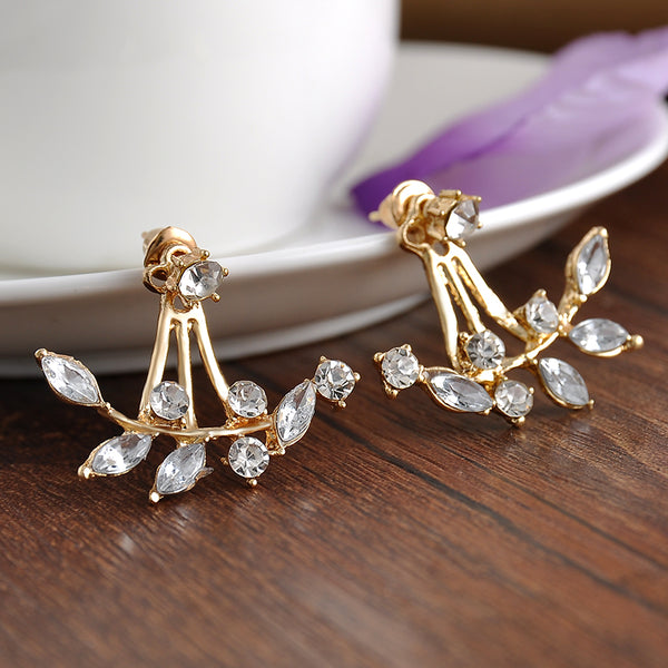 Hot Crystal Leaf Earrings