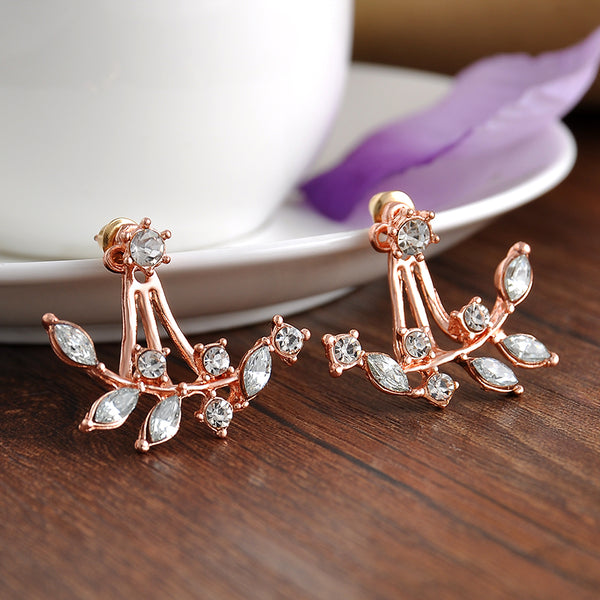 Hot Crystal Leaf Earrings