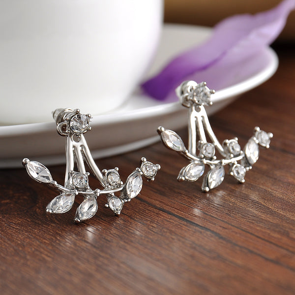 Hot Crystal Leaf Earrings