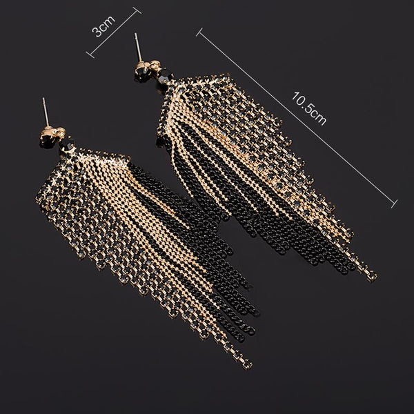 Large Black Tassel  Earrings